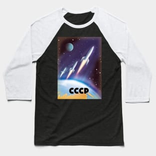 CCCP Soviet Russia Space Art Baseball T-Shirt